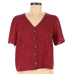 Urban Romantics (M) red polka dot cropped button up